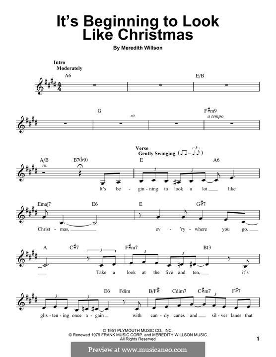 It's Beginning to Look a Lot Like Christmas (Perry Como): melodia by Meredith Willson