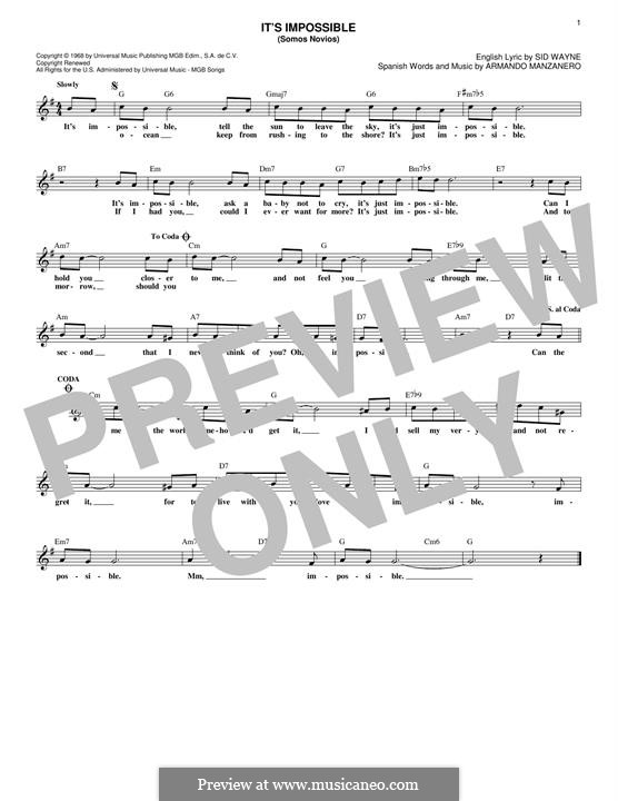 It's Impossible (Somos Novios): melodia by Armando Manzanero, Sid Wayne