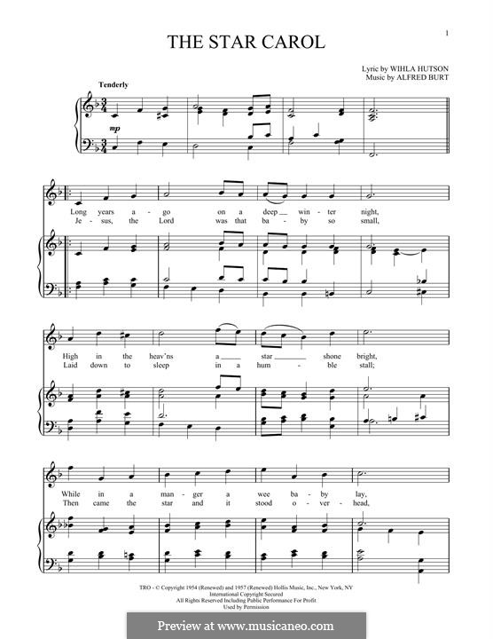 The Star Carol: Para vocais e piano by Alfred Burt
