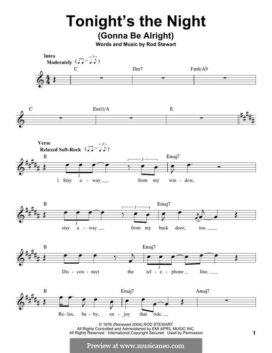 Tonight's the Night (Gonna Be Alright): melodia by Rod Stewart
