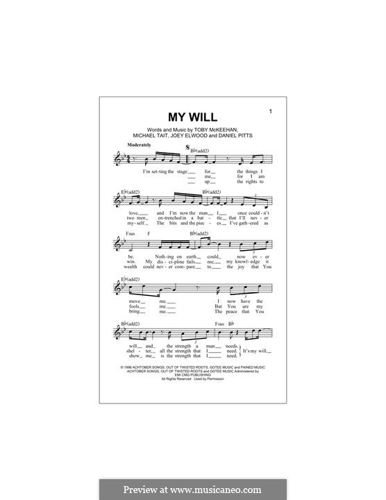 My Will (dc Talk): melodia by Toby McKeehan, Michael Tait, Daniel Pitts, Joey Elwood