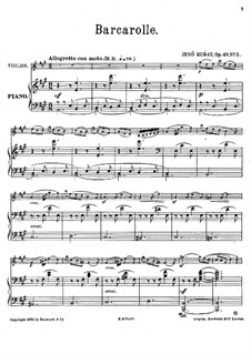 Ten Pieces for Violin and Piano, Op.49: No.5 Barcarolle by Jenö Hubay