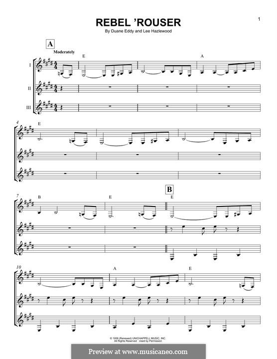 Rebel 'Rouser (Duane Eddy): For trio guitars by Lee Hazlewood
