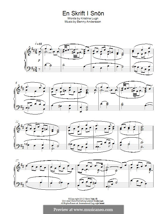 En Skrift I Snön: Para Piano by Benny Andersson