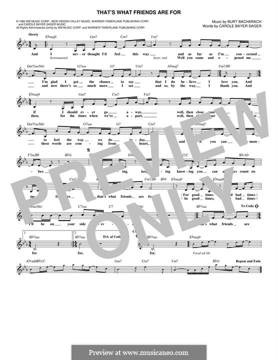 That's What Friends are for: Melody line (Dionne & Friends) by Burt Bacharach, Carole Bayer Sager