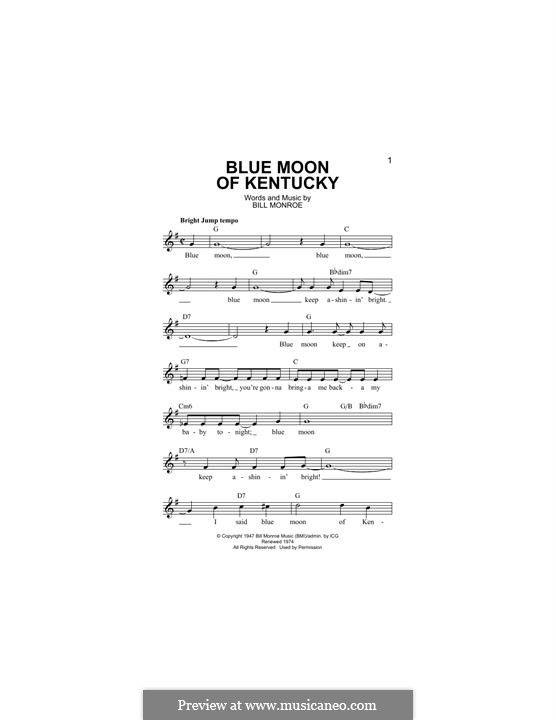 Blue Moon of Kentucky: melodia by Bill Monroe