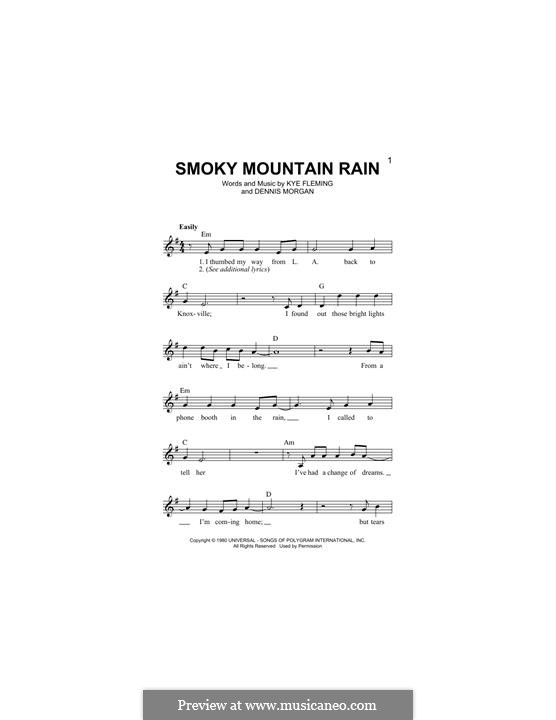 Smoky Mountain Rain (Ronnie Milsap): melodia by Dennis Morgan, Kye Fleming