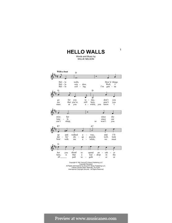Hello Walls (Faron Young): melodia by Willie Nelson