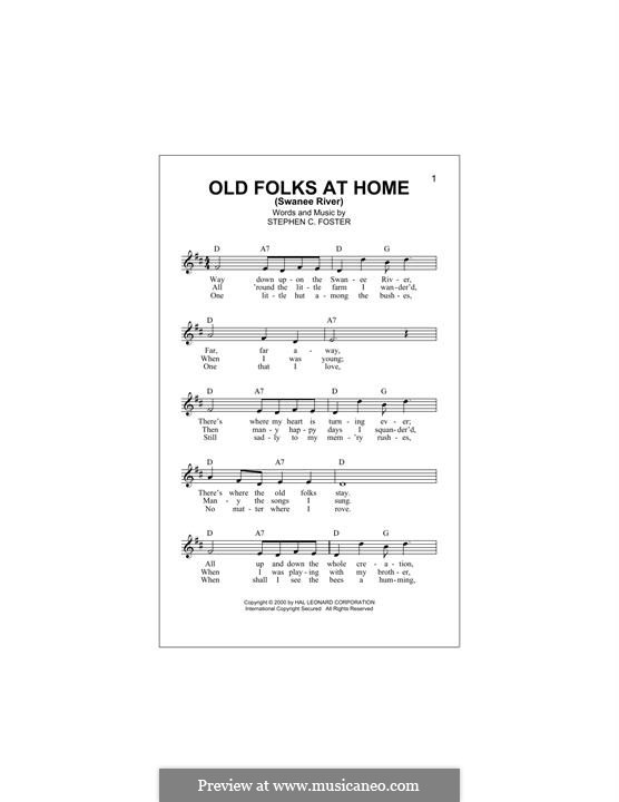 Old Folks at Home: melodia by Stephen Collins Foster