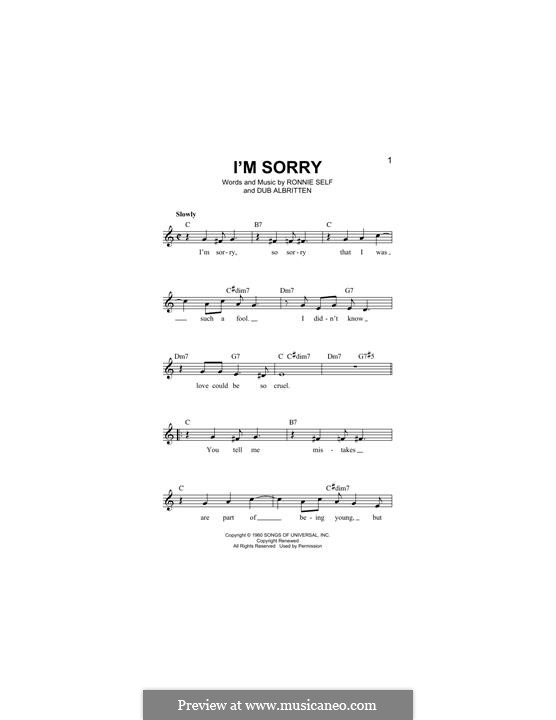 I'm Sorry (Brenda Lee): melodia by Dub Albritten, Ronnie Self