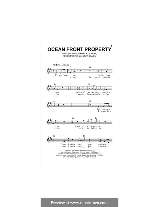 Ocean Front Property (George Strait): melodia by Dean Dillon, Hank Cochran, Royce Porter