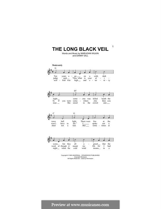 The Long Black Veil: melodia by Danny Dill, Marijohn Wilkin