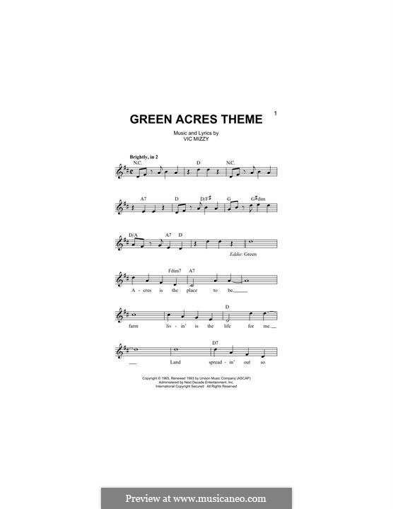 Green Acres Theme: melodia by Vic Mizzy