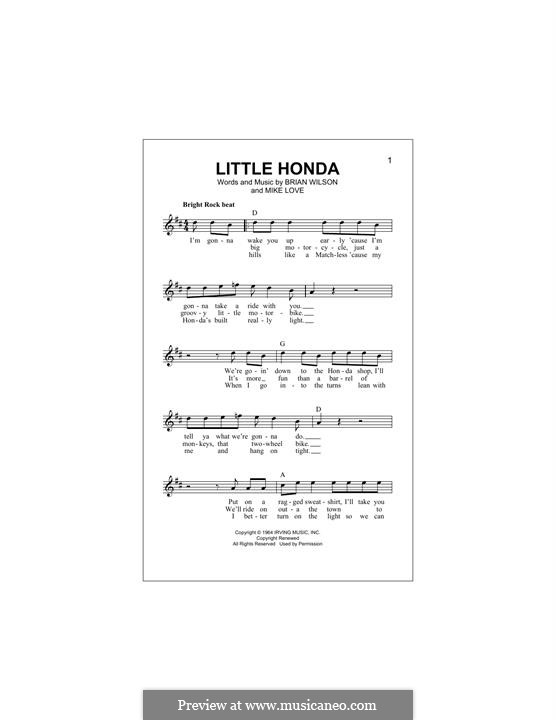 Little Honda (The Beach Boys): melodia by Brian Wilson, Mike Love