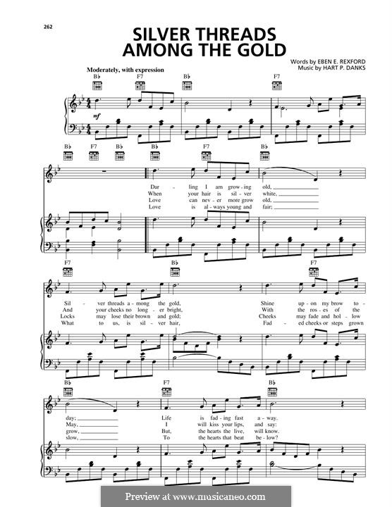 Silver Threads Among the Gold: Para vocais e piano by Hart Pease Danks