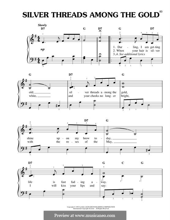 Silver Threads Among the Gold: Para Piano by Hart Pease Danks