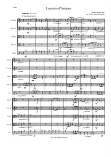 L'Arianna (Ariadne): Lamento d'Arianna, for string quintet by Claudio Monteverdi
