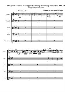Fugue in G Minor 'Little', BWV 578: para orquetra de cordas by Johann Sebastian Bach