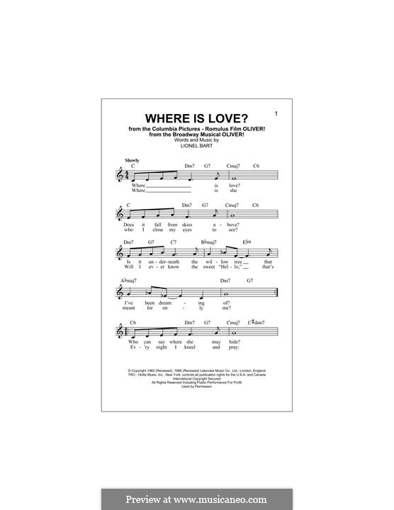 Where Is Love?: melodia by Lionel Bart