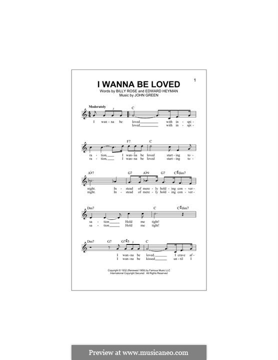 I Wanna Be Loved (Dinah Washington): melodia by John W. Green