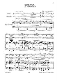 Piano Trio in G Major, Op.63 No.1: Partitura completa by Hans Sitt