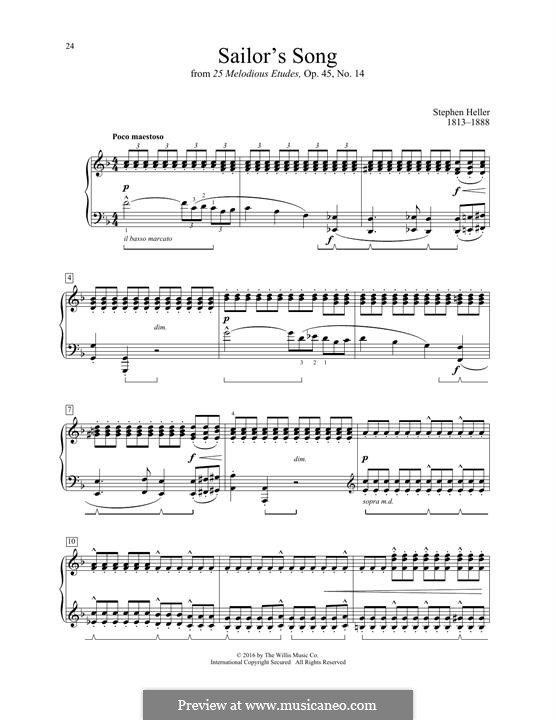 Twenty-Five Etudes, Op.45: Sailor's Song No.14 by Stephen Heller