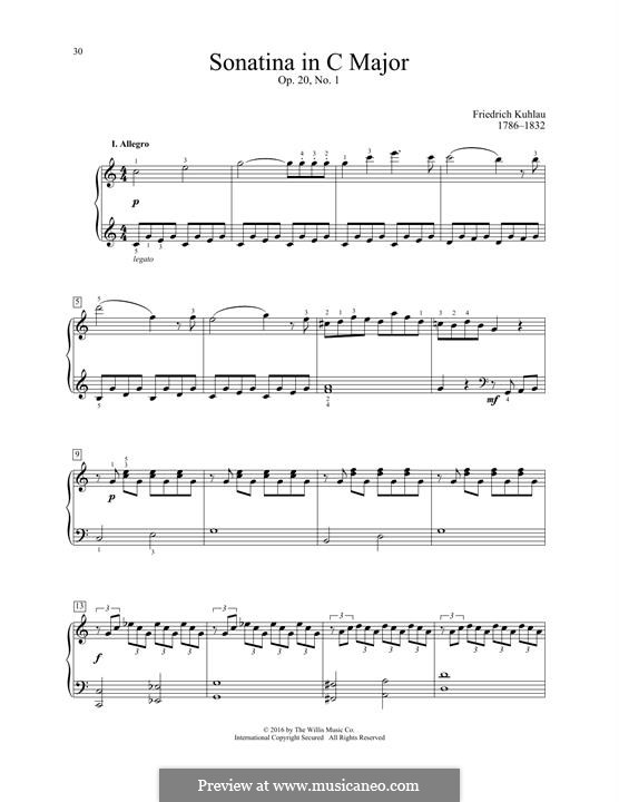 Three Sonatinas for Piano, Op.20: Sonatina No.1 by Friedrich Kuhlau