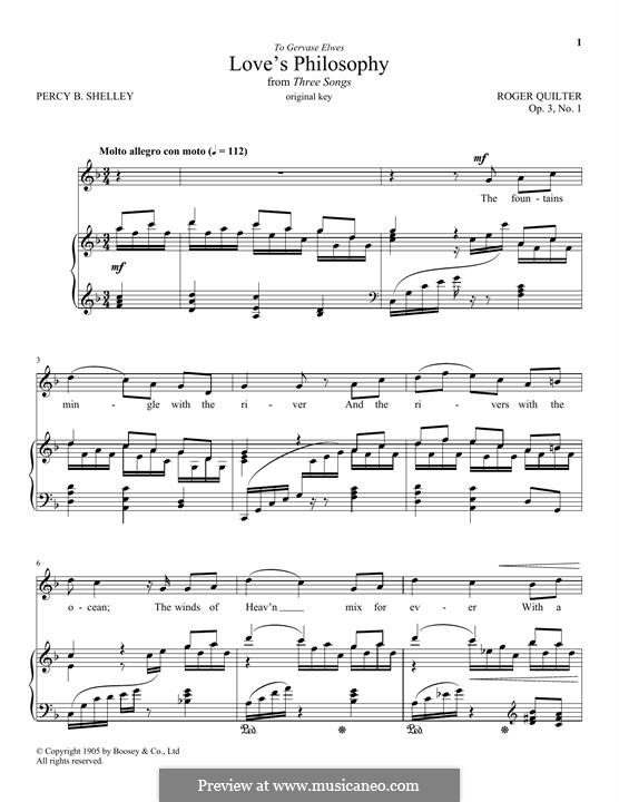 Love's Philosophy, Op.3 No.1: Para vocais e piano by Roger Quilter