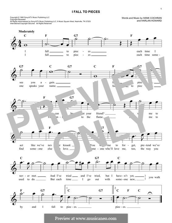 I Fall to Pieces (Patsy Cline): melodia by Hank Cochran, Harlan Howard