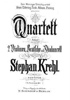 String Quartet in A Major, Op.17: Partitura completa by Stephan Krehl