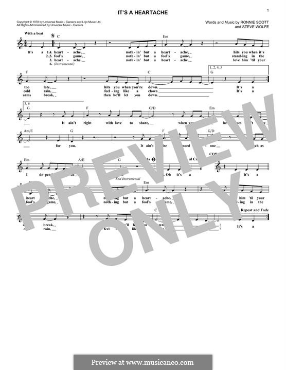 It's a Heartache (Bonnie Tyler): melodia by Ronnie Scott, Steve Wolfe