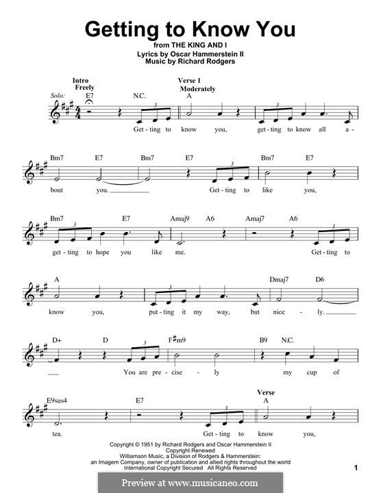 Getting to Know You (from The King and I): melodia by Richard Rodgers