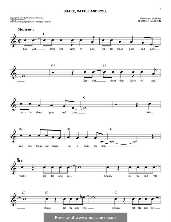 Shake, Rattle and Roll (Bill Haley & His Comets): melodia by Charles Calhoun