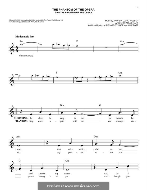 The Phantom of the Opera: melodia by Andrew Lloyd Webber