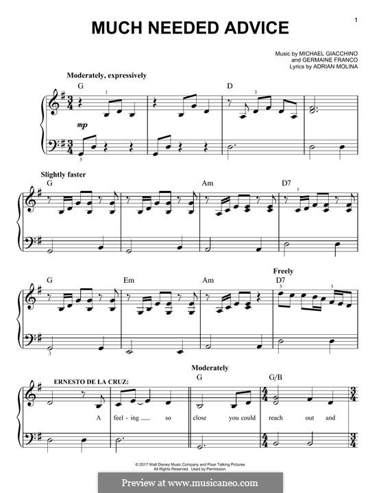 Much Needed Advice (from 'Coco'): Para Piano by Michael Giacchino, Germaine Franco