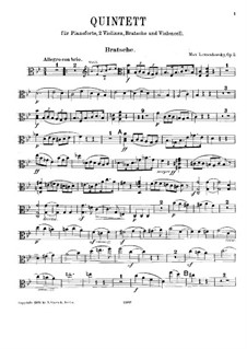 Piano Quintet in B Flat Major, Op.2: parte viola by Max Lewandowsky