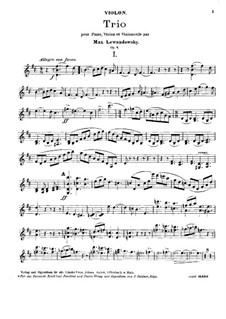 Piano Trio in B Minor, Op.4: parte do violino by Max Lewandowsky