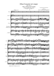 12 concerti e sinphonie, Op.1: Concerto No.11 in A major for oboe, strings and cembalo by Giuseppe Antonio Brescianello