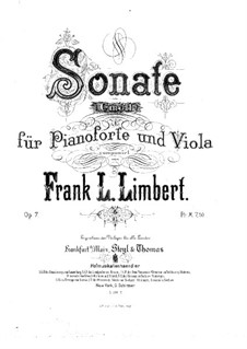 Sonata for Viola and Piano in C Minor, Op.7: Score by Frank L. Limbert