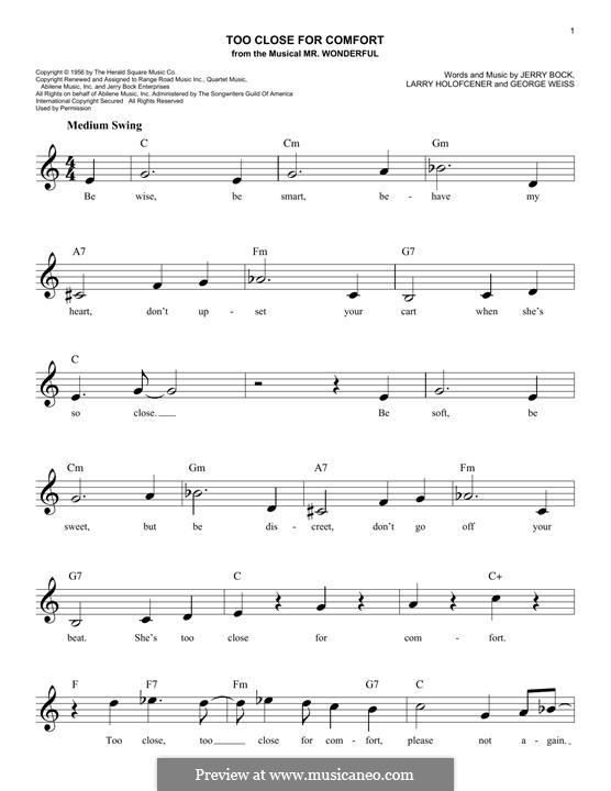 Too Close for Comfort: melodia by George David Weiss, Jerry Bock, Larry Holofcener