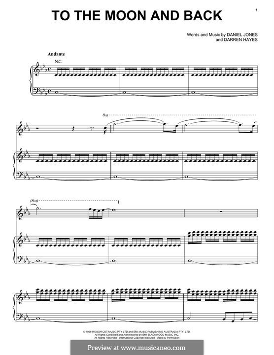 To The Moon & Back (Savage Garden): Para vocais e piano by Danny Jones, Darren Hayes