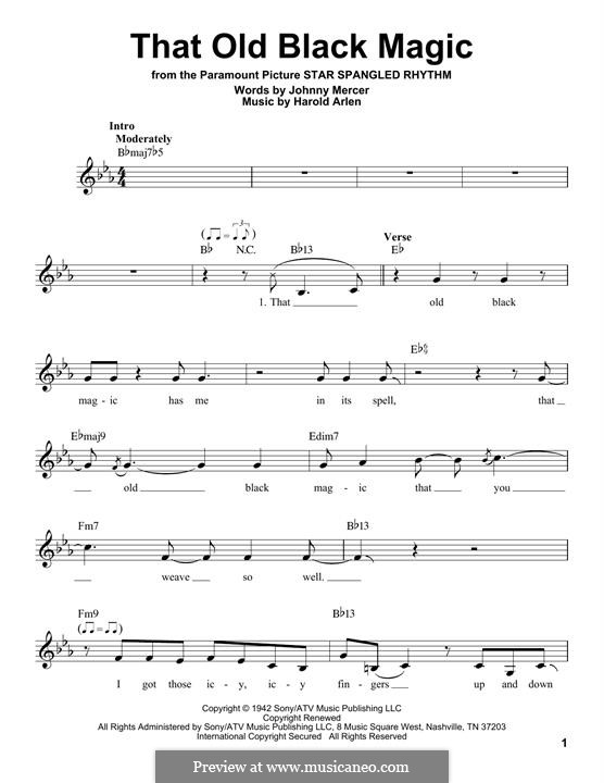 That Old Black Magic (from Star Spangled Rhythm): melodia by Harold Arlen