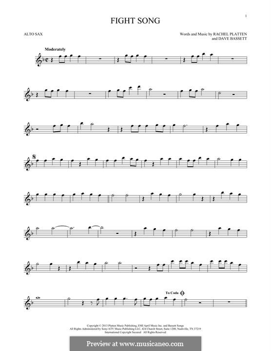 Fight Song: para Saxofone Alto by Dave Bassett, Rachel Platten