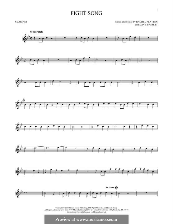 Fight Song: para clarinete by Dave Bassett, Rachel Platten