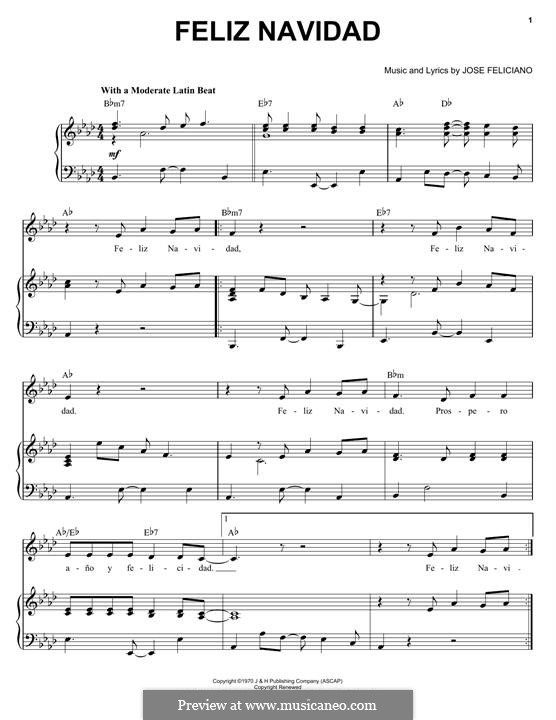 Feliz Navidad: Para vocais e piano by José Feliciano