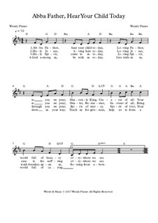 Abba Father, Hear Your Child Today: Parttitura principal by Wendy Pixner