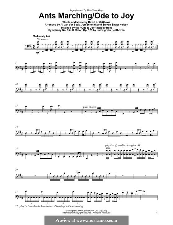 Ants Marching/Ode to Joy (The Piano Guys): para violoncelo by David J. Matthews