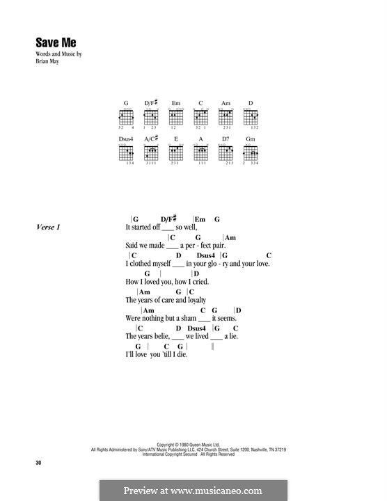 Save Me (Queen): Letras e Acordes by Brian May