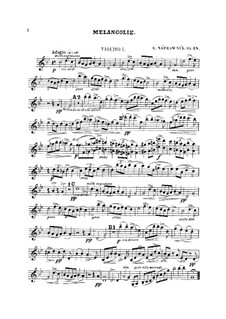 Mélancolie, Op.48 No.3: violino parte I by Eduard Napravnik