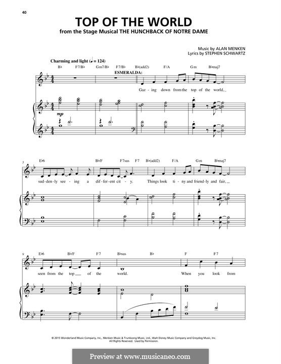 Top of the World: Para vocais e piano by Alan Menken